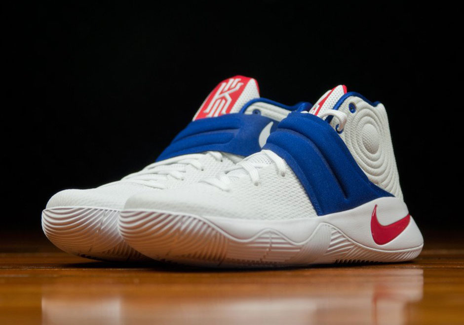 kyrie 2 shoes red white blue
