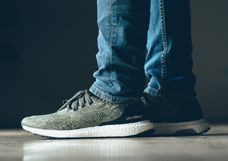 The adidas Ultra Boost Uncaged Releases In Olive Green Primeknit