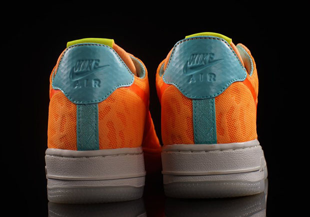 turquoise and orange air force ones