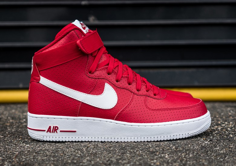 Perforated Leather In Red Hits The Nike Air Force 1 High