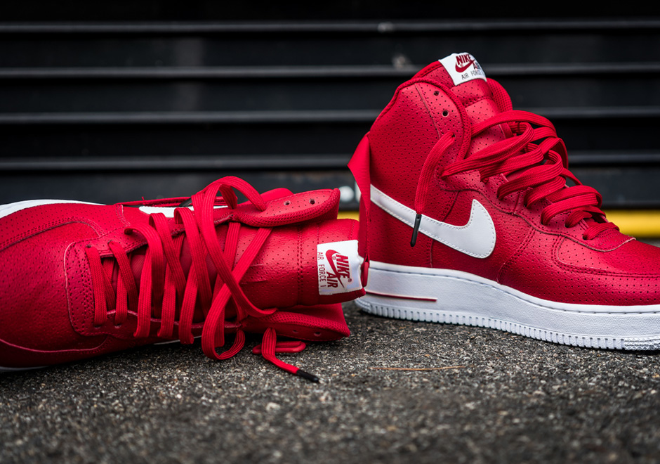 all red nike air force 1 high tops