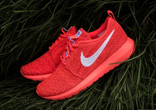 This nike collection Roshe Run Flyknit “Bright Crimson” Features Iridescent Touches