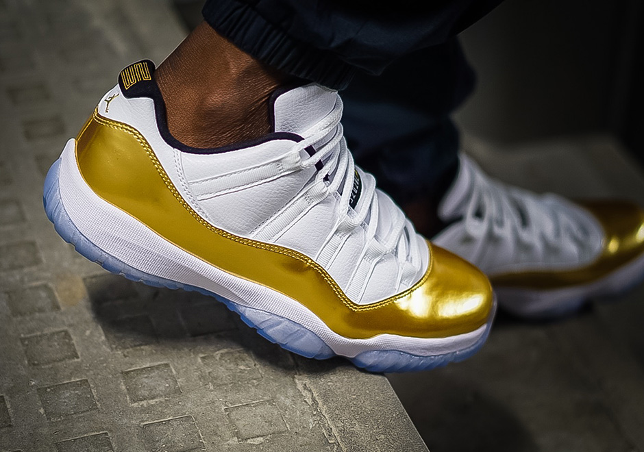 Air Jordan 11 Low Gold On Foot 1