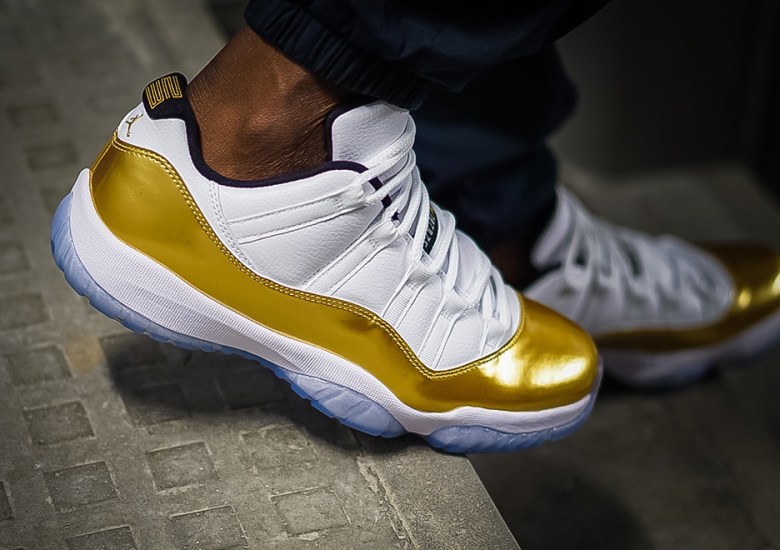 An On-Foot Look At The Golden Air Jordan 11 Low
