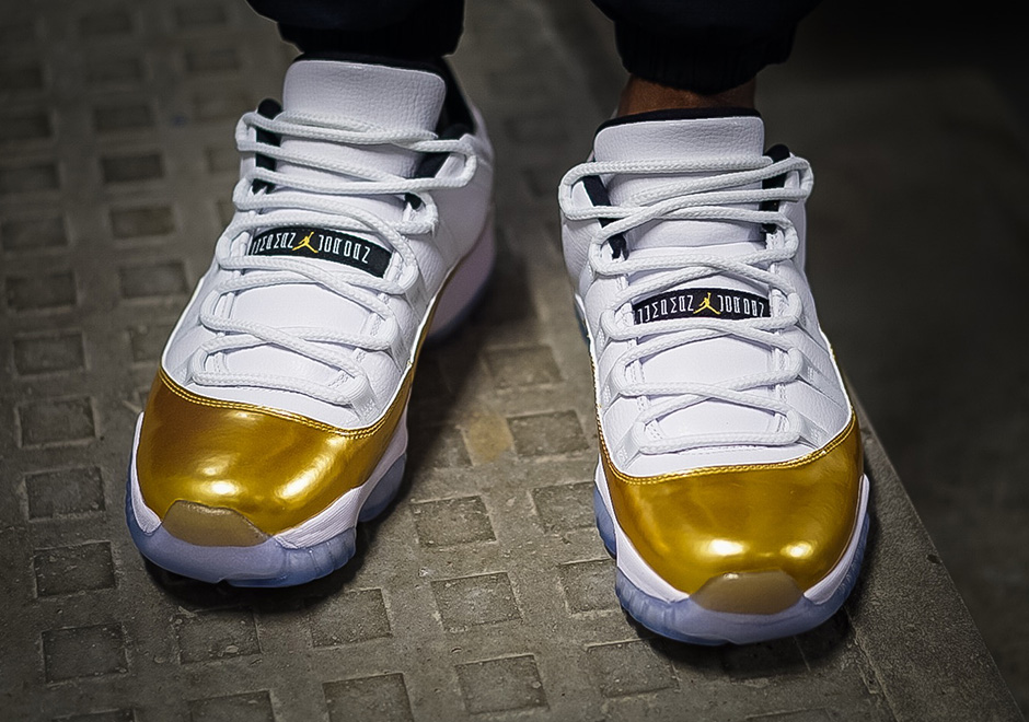 Air Jordan 11 Low Gold On Foot 3