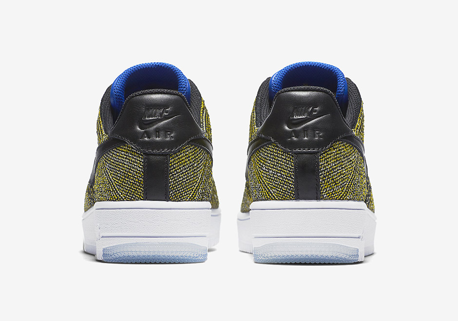 Nike Air Force 1 Flyknit Yellow Black Blue Warriors 5