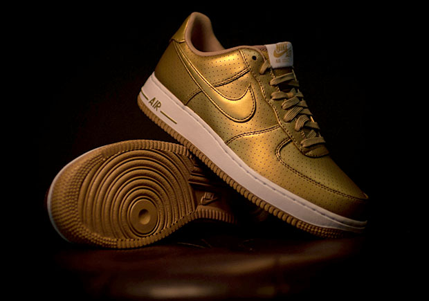Nike Air Force 1 Low Metallic Gold Perforated 3