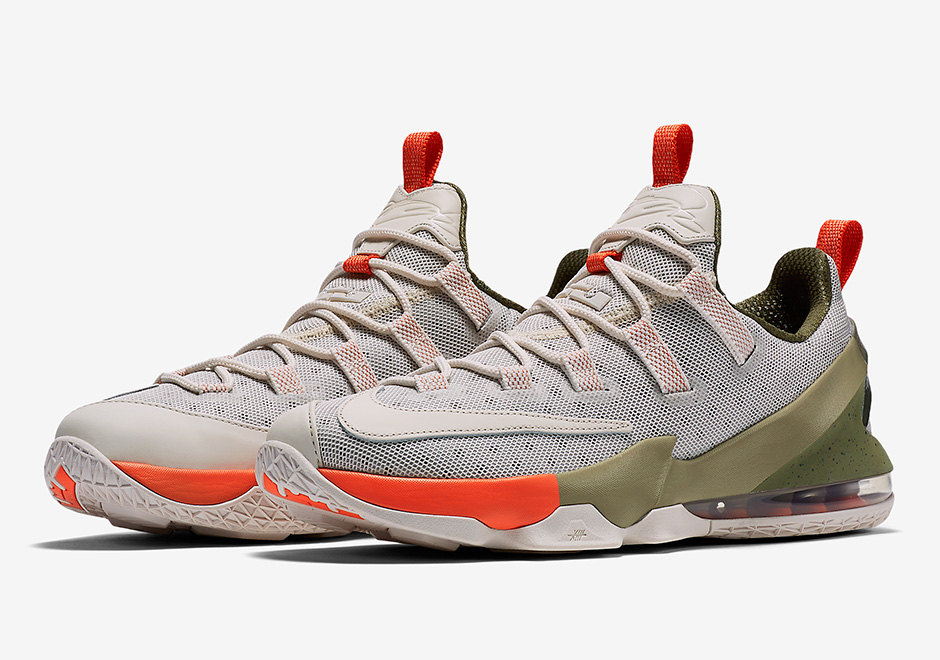 Nike Lebron 13 Low Premium Tan Olive Orange 01