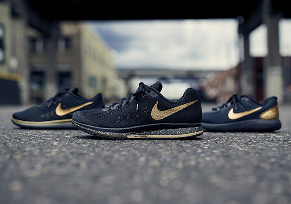 black nike with gold