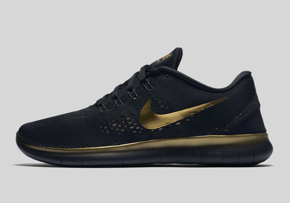 Nike free run 2025 black and gold