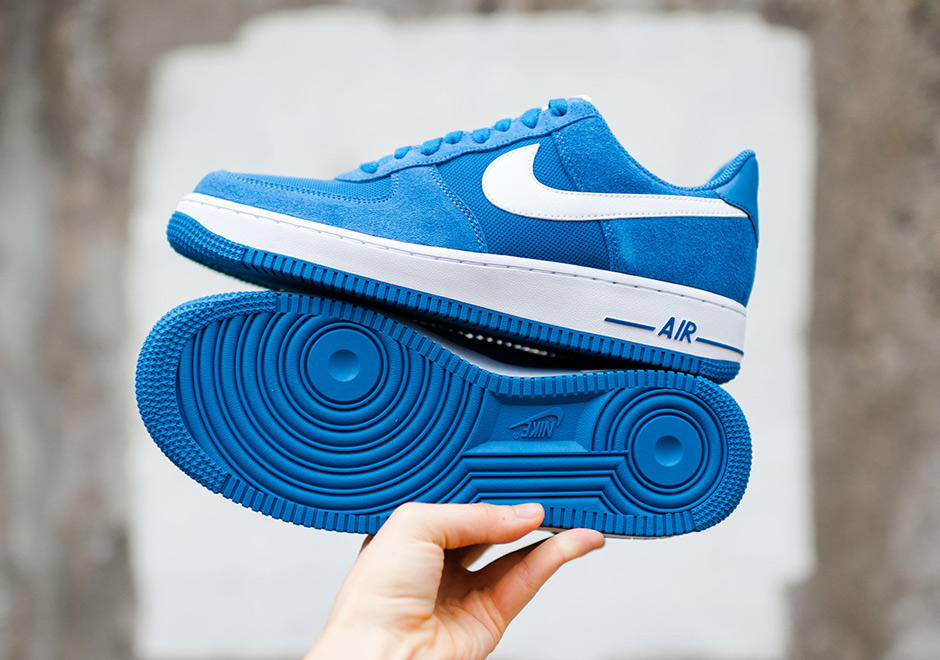 blue suede nike air force ones