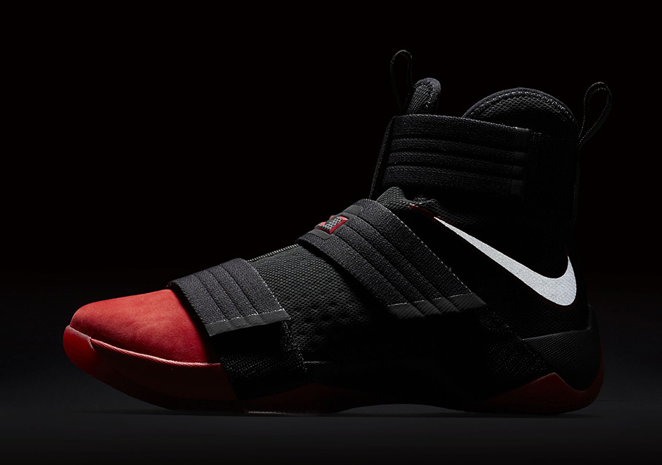 Nike Surfaces Lebron Soldier 10 Suede Toe Black Red 06