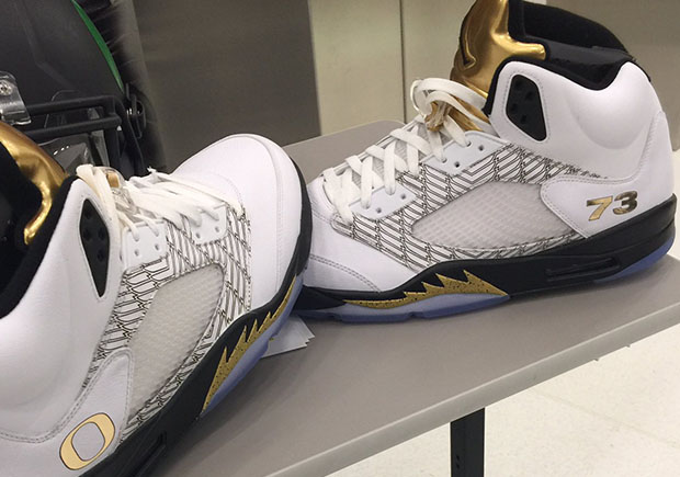 Oregon Football Players Get Their Own PE Version of the Air Jordan 5 “Gold Tongue”