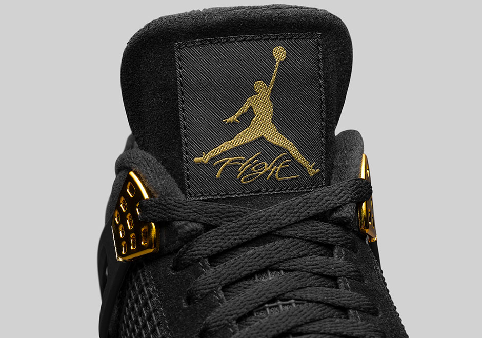 Air jordan retro 4 hotsell royalty black metallic gold