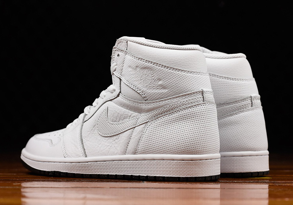 jordan 1 perforated white on feet