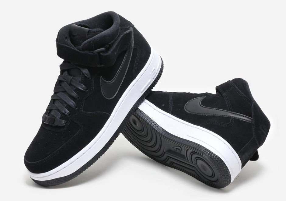 nike air force 1 black and white suede