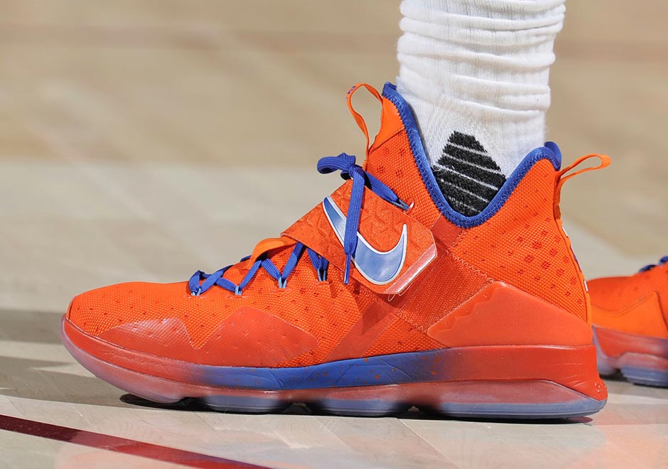 orange and blue lebrons