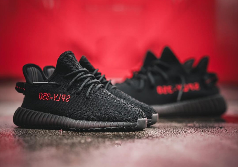 yeezy shoes black and red