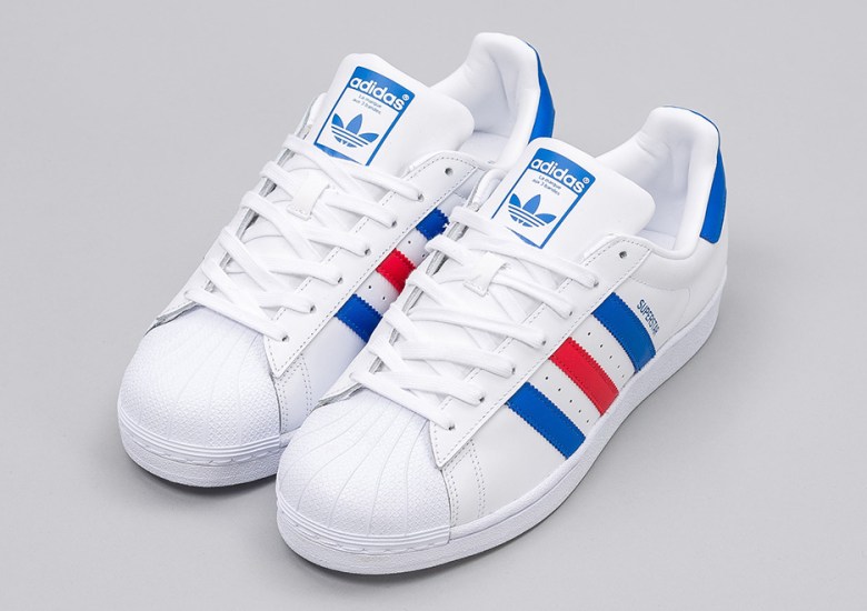 adidas Superstar White Red Blue BB2246 | SneakerNews.com