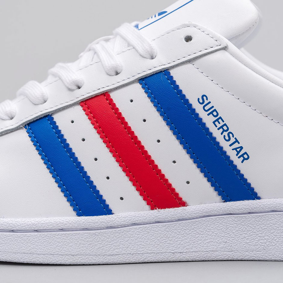 adidas superstar navy blue and red stripes