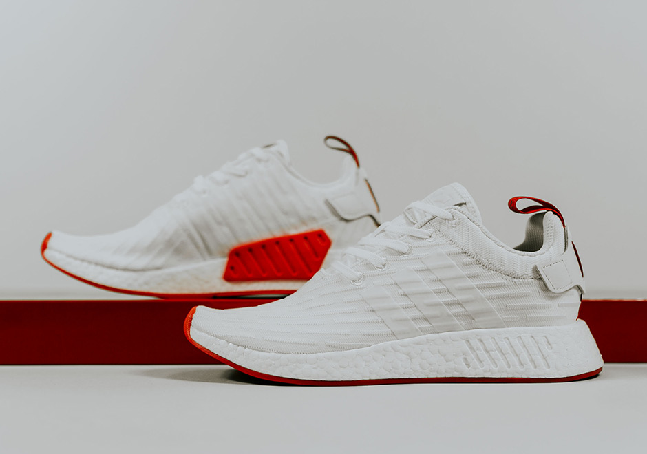 white and red nmd r2