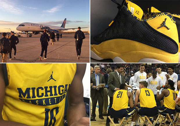 Michigan basketball played in practice uniforms after its plane skidded off  the end of the runway 