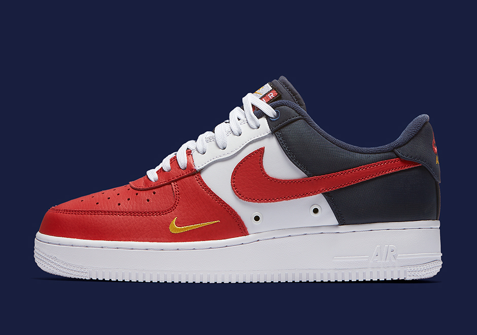 red blue and yellow air force ones