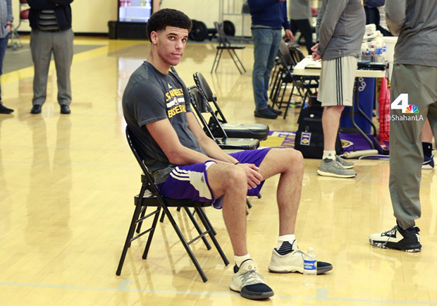 Lonzo Ball Works Out For Lakers Wearing James Harden’s adidas Shoes