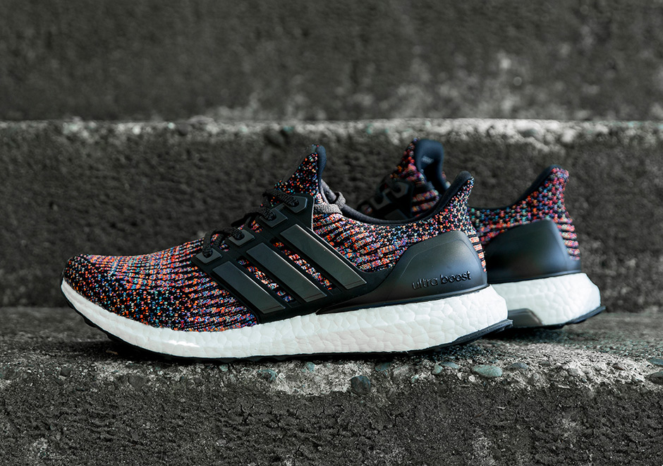 black and rainbow ultra boost