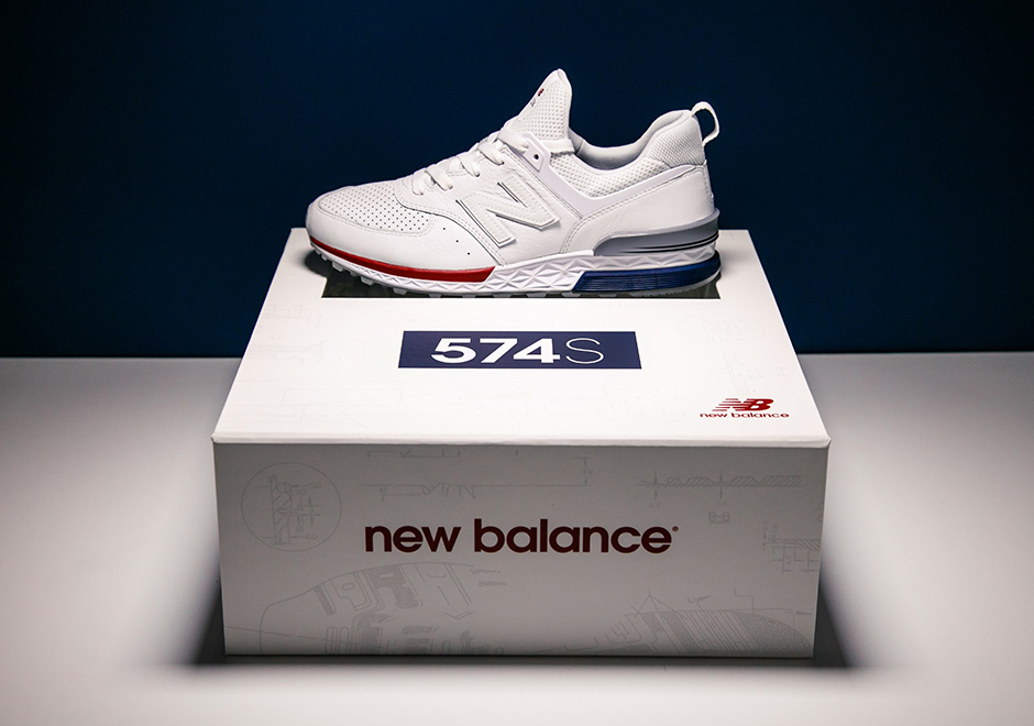 new balance 574 sport white red blue