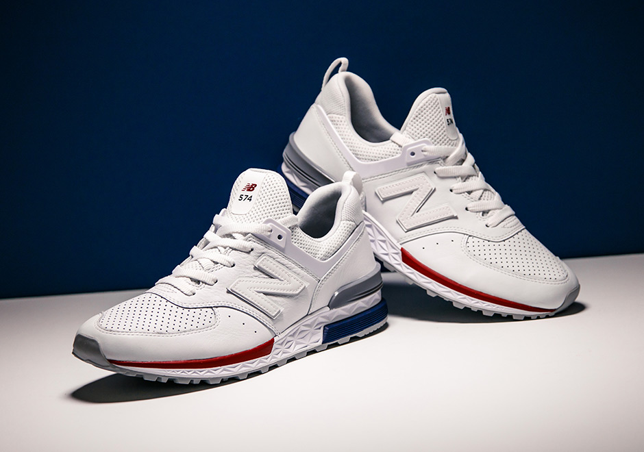 new balance 574 sport white red blue