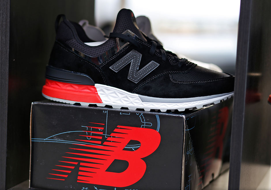 new balance 574 sport black red