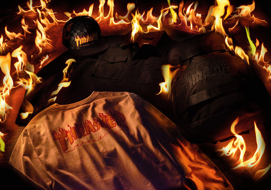 Thrasher Vans Fire Flames Logo Collab Footwear Apparel 3