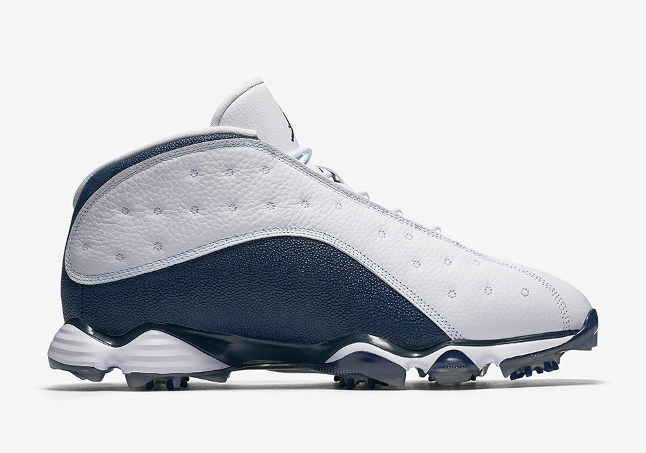 jordan 13 retro golf white navy blue