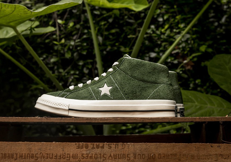 converse one star green suede