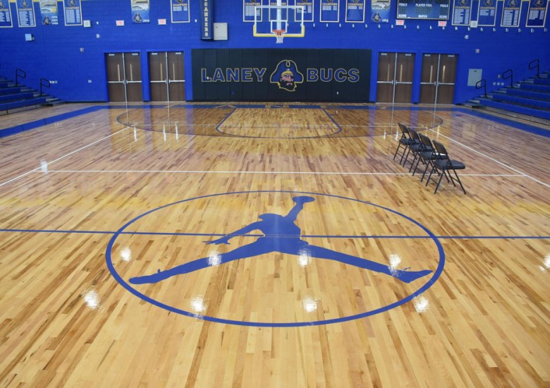 Michael Jordan’s Alma Mater Laney High School Boasts New Jordan Basketball Court And Shoe Display