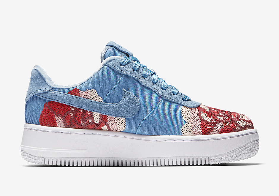 Nike Air Force 1 Low Denim Floral Sequin Pack 10