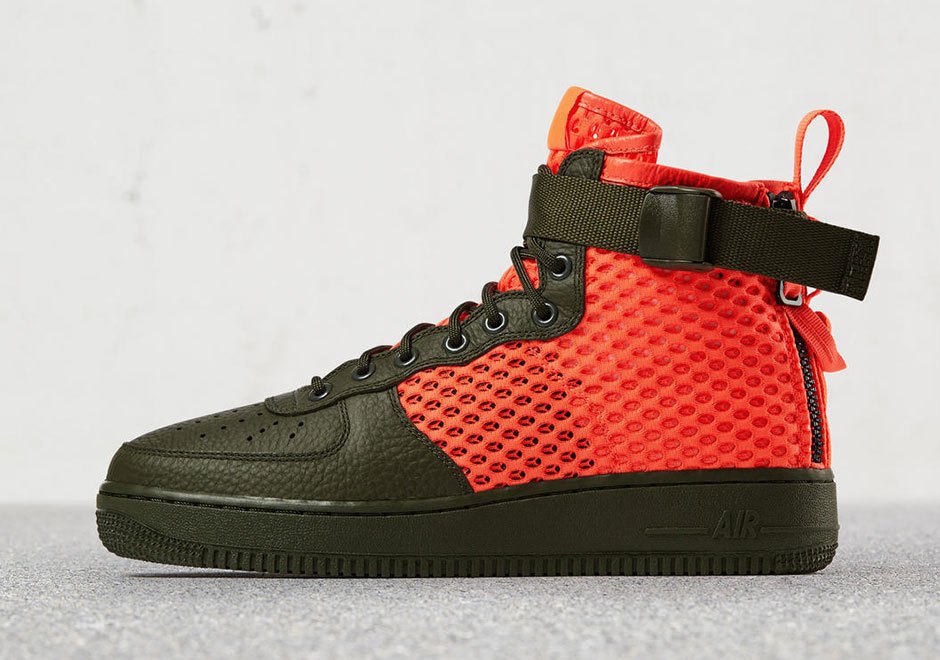 Nike SF AF1 Mid Flight Jacket Olive Orange AA7345-300 | SneakerNews.com