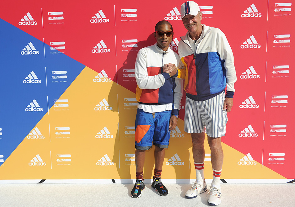 Pharrell Wears New Multicolor adidas NMD Hu To "Don't Be Quiet Please" Event in NYC