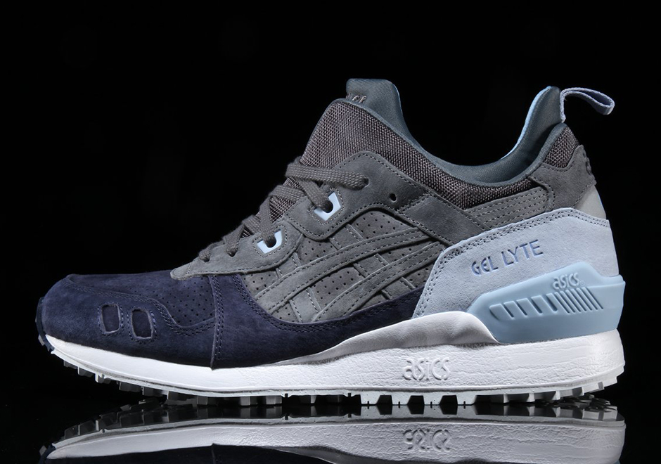 Asics Gel Lyte My White Mid Grey Leather Carbon Grey Navy Suede 2
