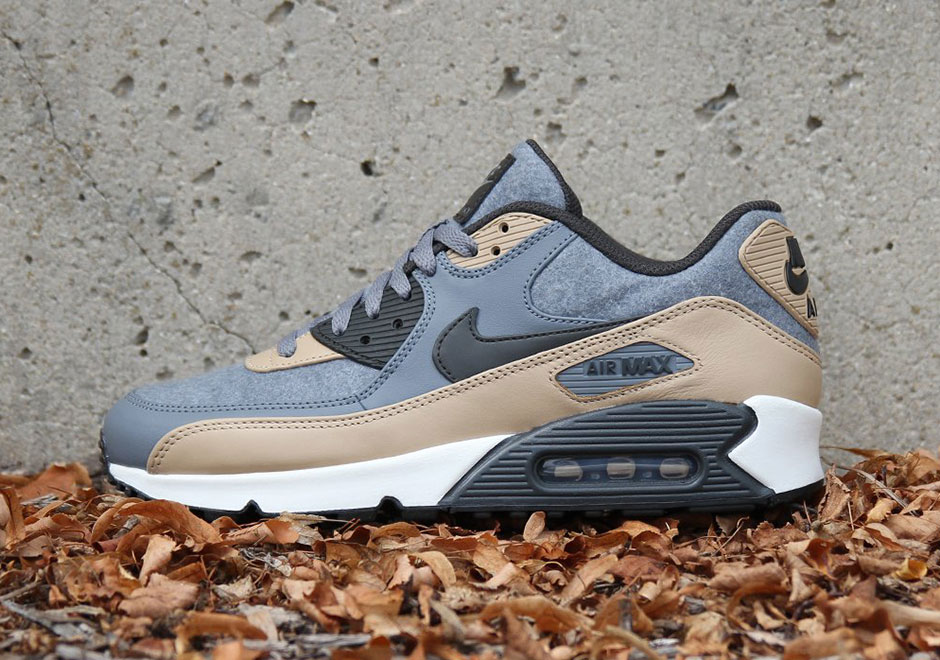 Updated on September 29th， 2017: The Nike Air Max 90 Premium in Wool Grey releases on October 16th， 2017 for $120 via Foot Locker.