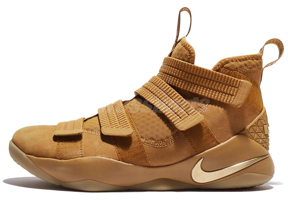 nike lebron soldier 11 wheat gold