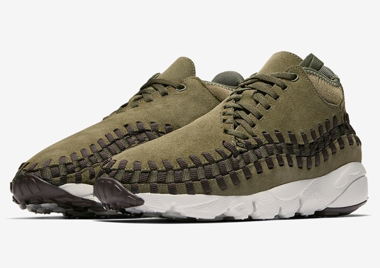 The Nike Air Footscape Woven Gets Mossy Green Suede With A Pop Of Pink