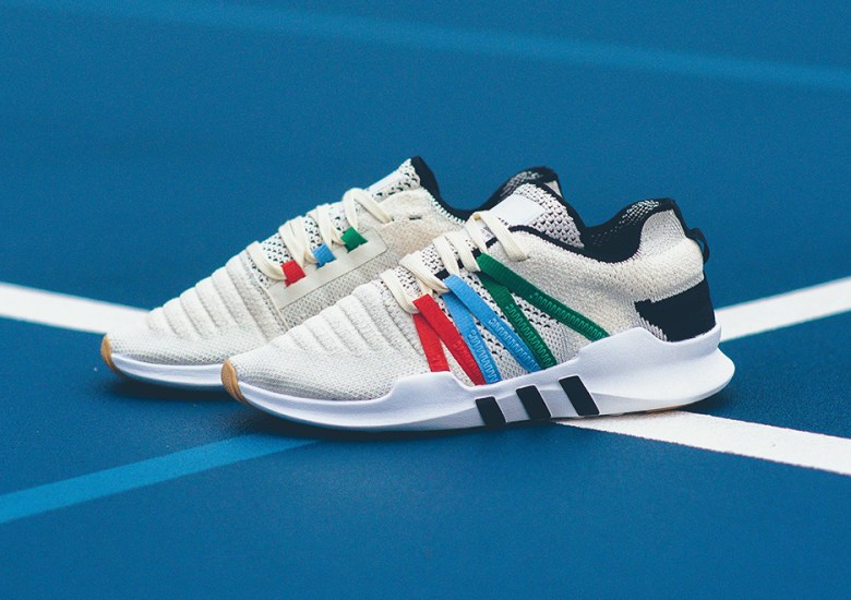 The adidas EQT Racing ADV Pairs Cream Primeknit With Tri-color Stripes