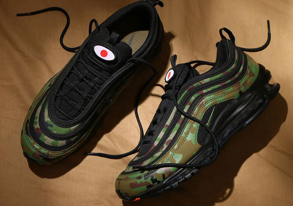 Nike will be rolling out a set of camo-print Air Max 97 offerings with velcro decals on the tongue that represent specific countries across the globe.