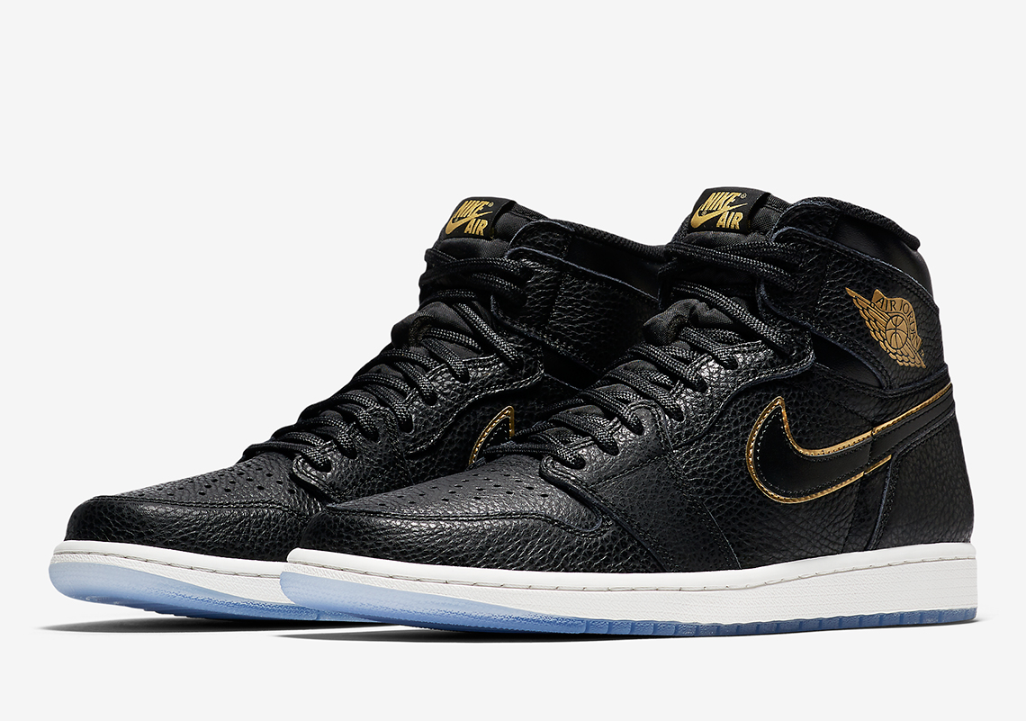 Air Jordan 1 Black and Gold Tumbled Leather Official Images 555088-031 ...