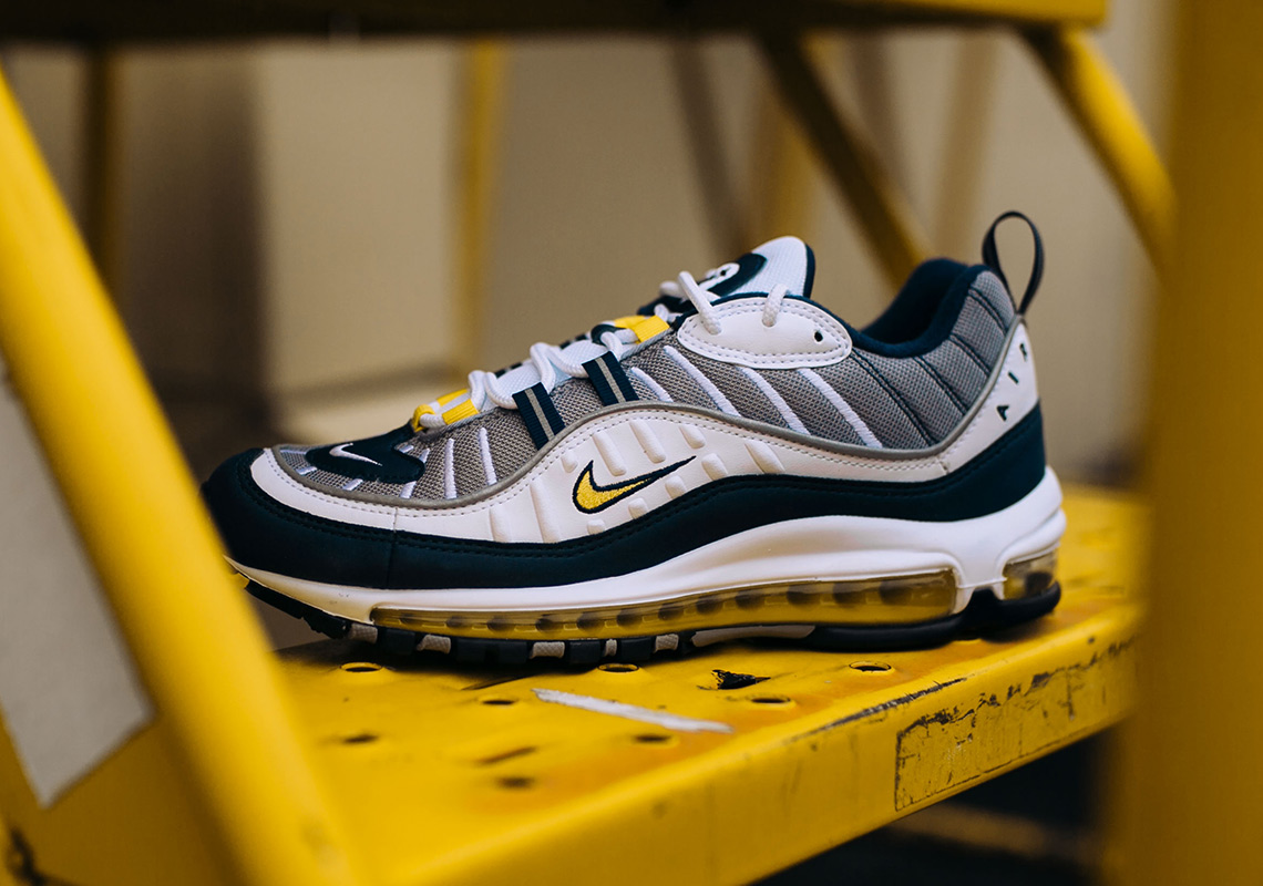 Nike Air Max 98 White Navy Yellow 