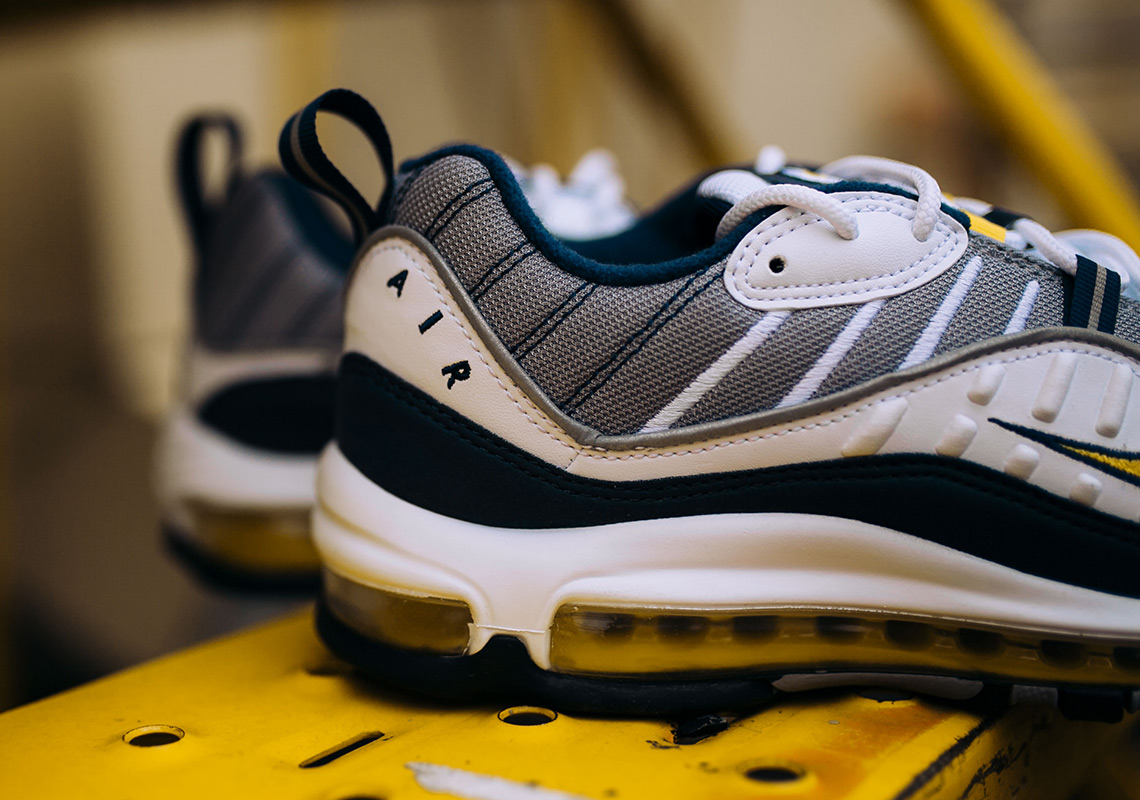 Nike Air Max 98 White Navy Yellow 105 Release Date Sneakernews Com