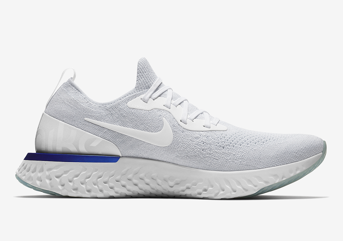 Nike epic react white hot sale blue