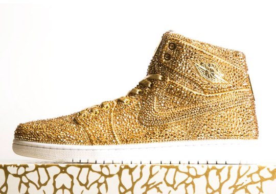 Custom Air Jordan 1s By The Dan Life Made With Over 15,000 Gold Crystals